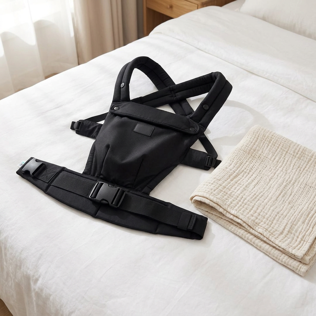 SnugCarry laid on a bed