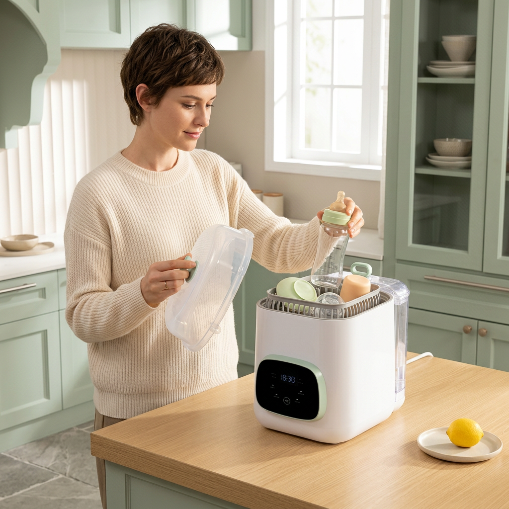 Mother loading a bottle into the PureNest