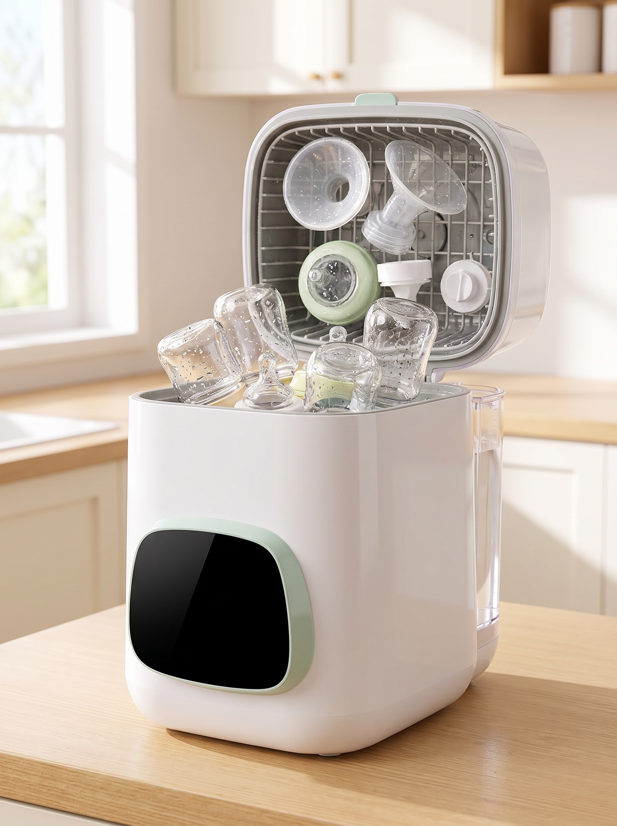 Clean bottles and pump parts inside the PureNest